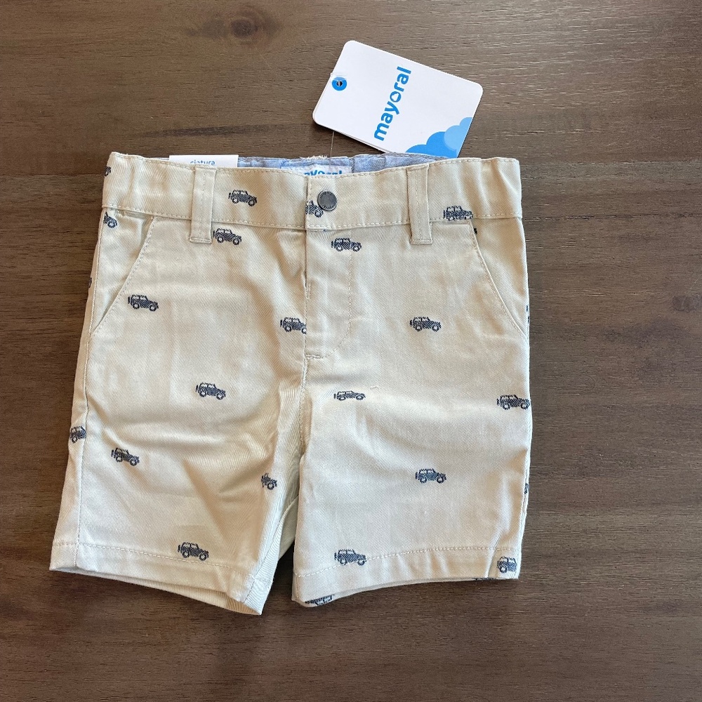 New Baby Mayoral Jeep Print Khaki Short Adjustable Waist - Picture 1 of 4